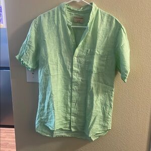 Green Casual Button Down Shirt Relaxed Fit
